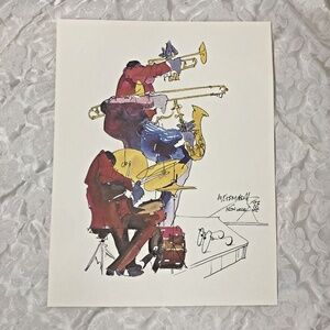 Meiersdorff 1976 Signed Jazz Watercolor Prints – Colorful Band Art Collection